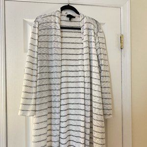 Striped Soft Open Cardigan 3/4 Sleeves